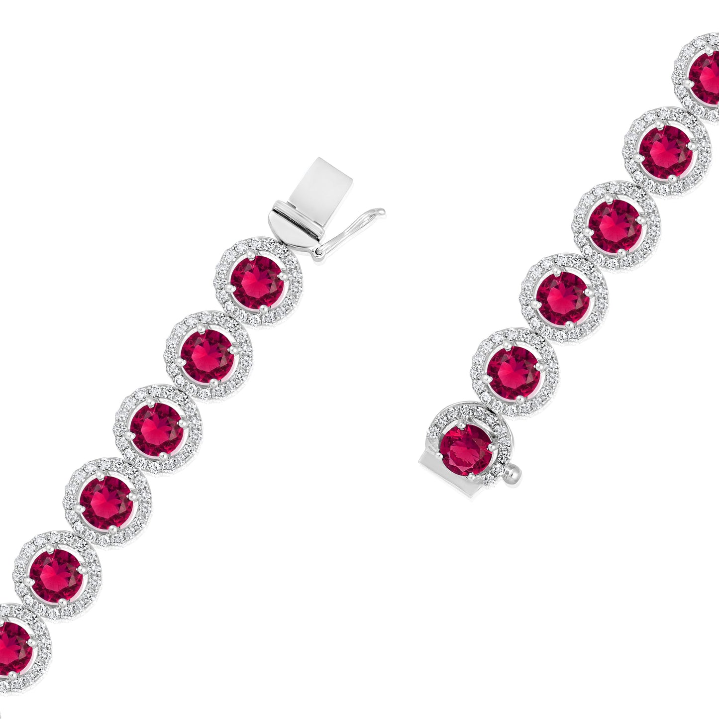 Solid Gold 14.7ct Natural Diamond w/ Ruby Tennis Bracelet