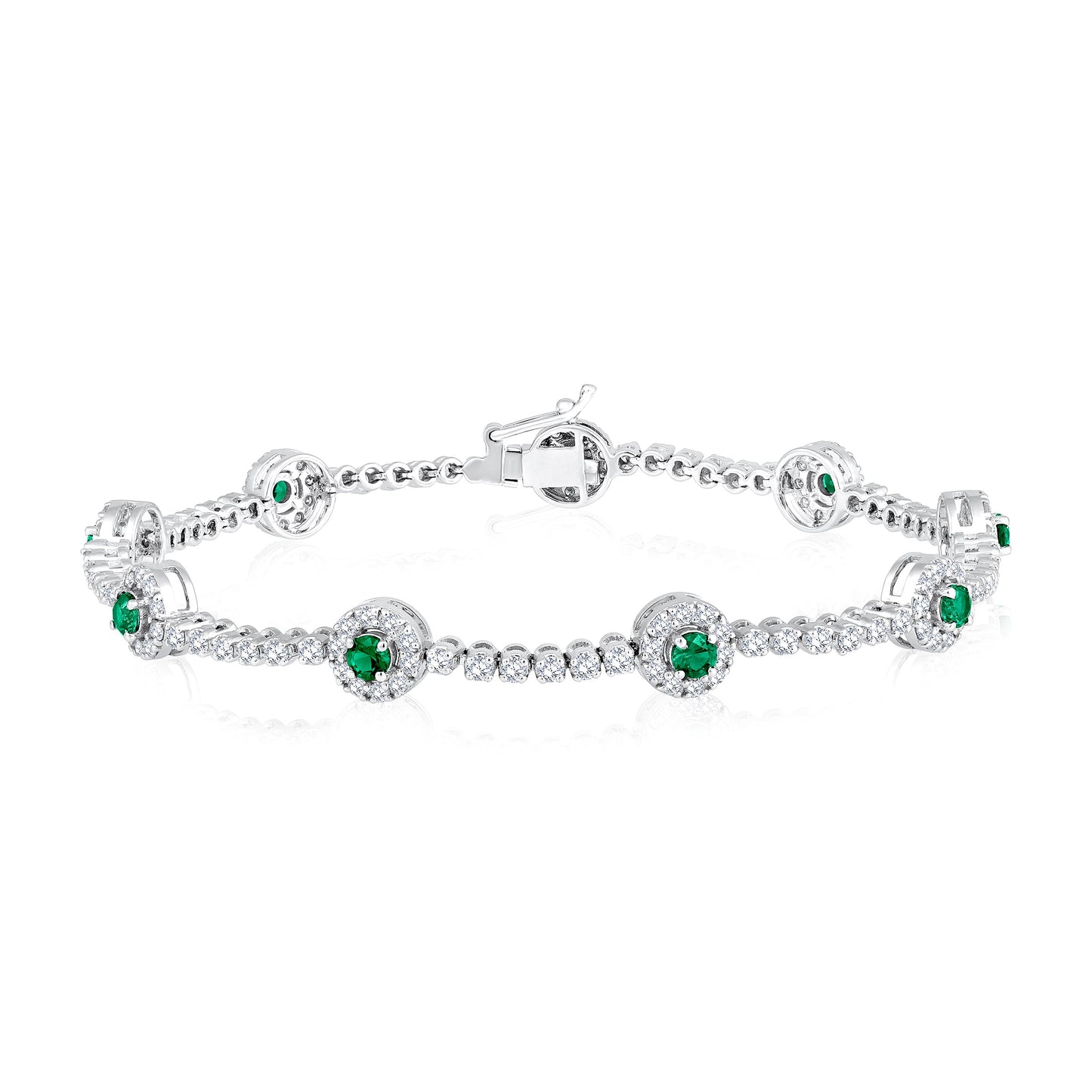 Solid Gold 2.7ct Natural Diamond w/ Emerald Bracelet
