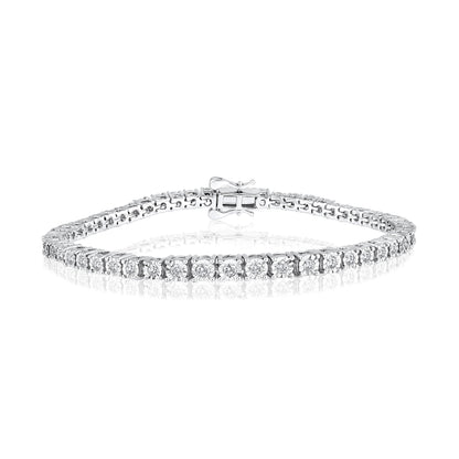 Solid Gold 1.3ct Natural Diamond 4.1mm Illusion Tennis Bracelet
