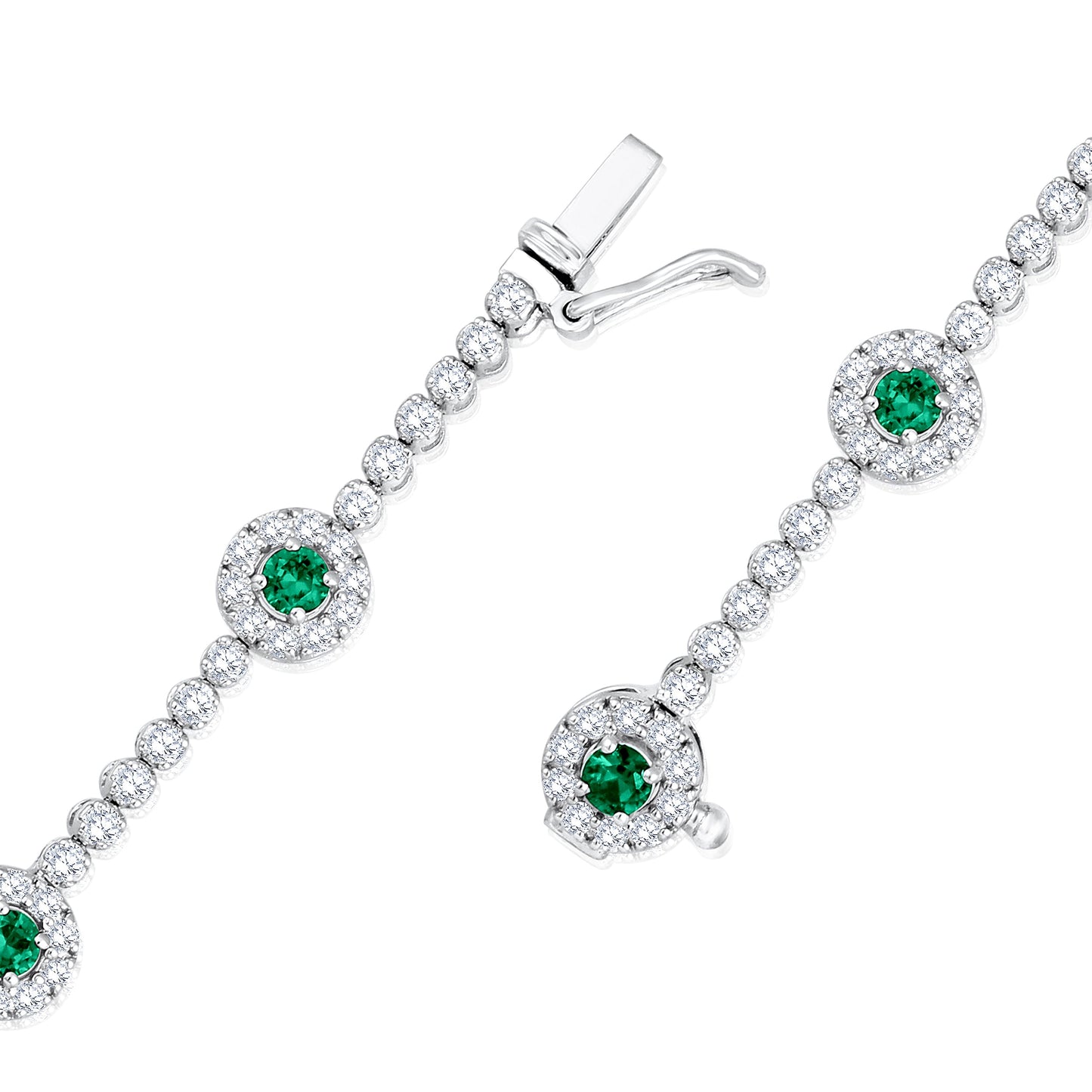 Solid Gold 2.7ct Natural Diamond w/ Emerald Bracelet