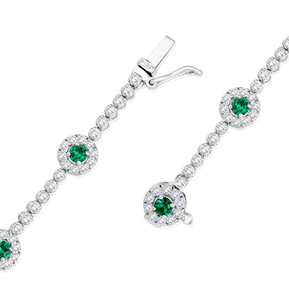 Solid Gold 2.7ct Natural Diamond w/ Emerald Bracelet