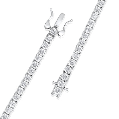 Solid Gold 1.3ct Natural Diamond 4.1mm Illusion Tennis Bracelet
