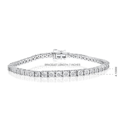 Solid Gold 1.3ct Natural Diamond 4.1mm Illusion Tennis Bracelet