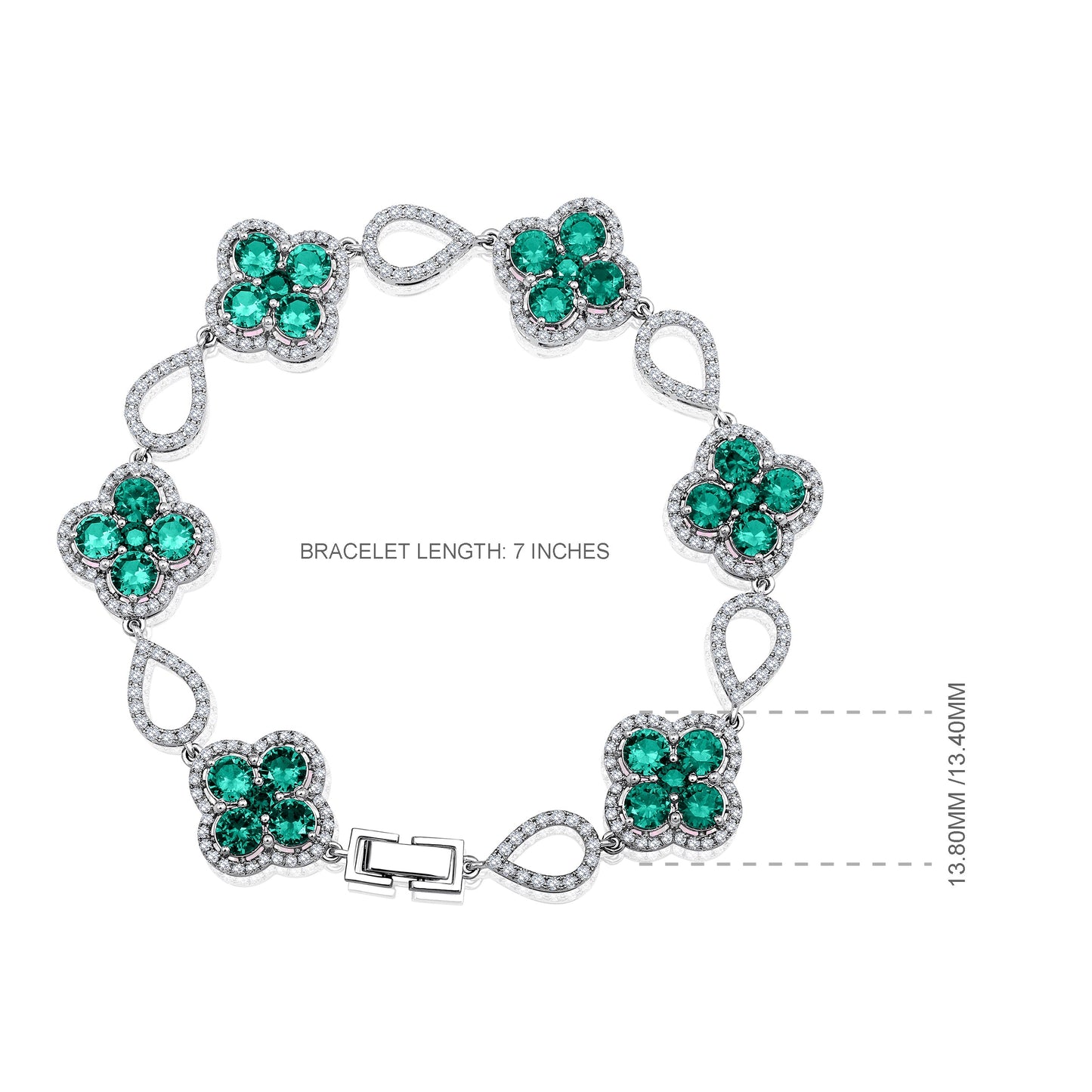 Solid Gold 8.1ct Natural Diamond w/ Emerald Clover Bracelet
