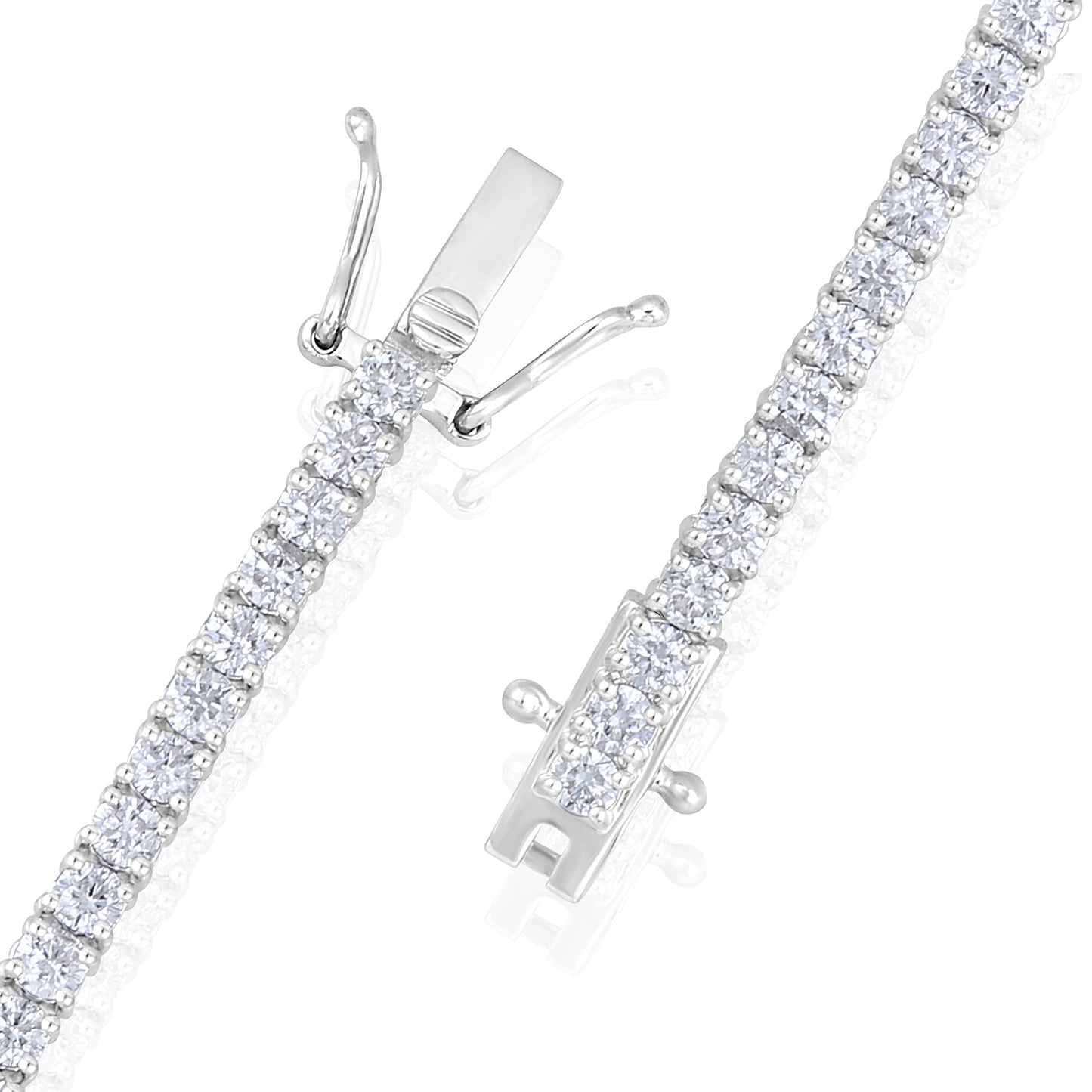 Solid Gold 3ct Natural Diamond 2.65mm 4 Prong Tennis Bracelet