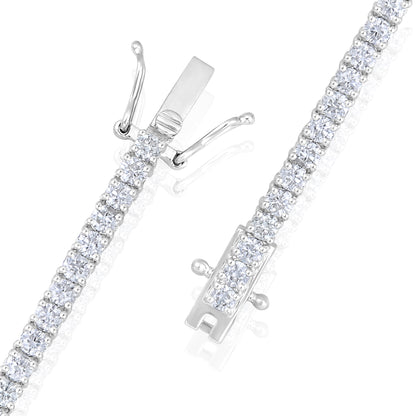 Solid Gold 3ct Natural Diamond 2.65mm 4 Prong Tennis Bracelet