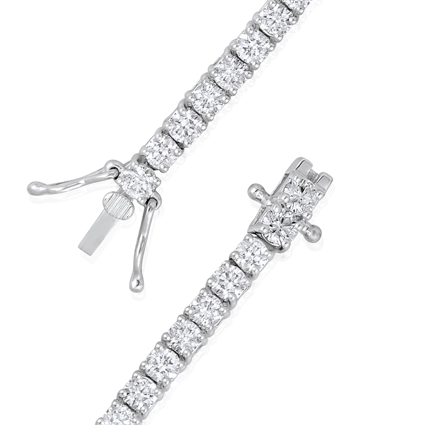 Solid Gold 4ct Natural Diamond 2.85mm 4 Prong Tennis Bracelet