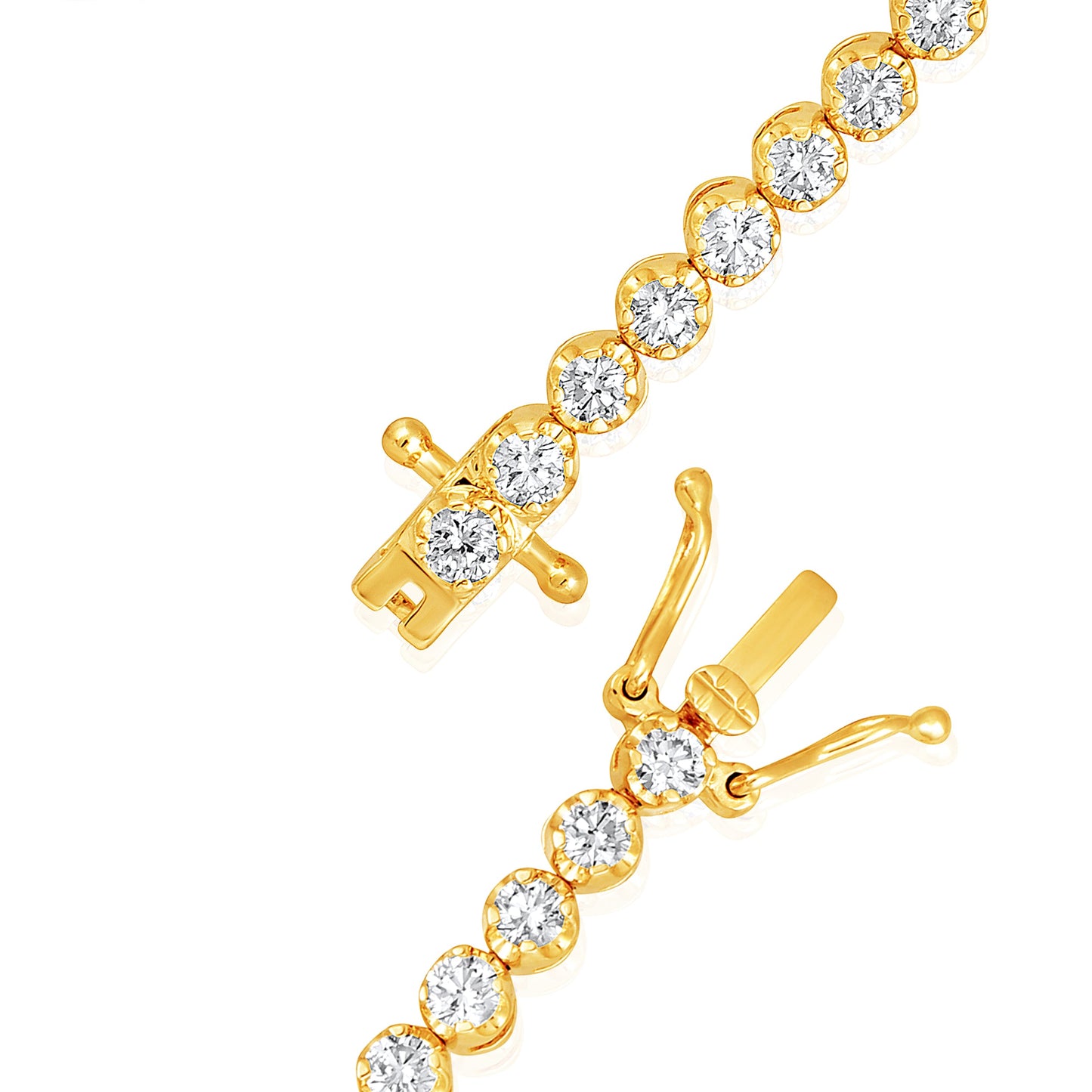 Solid Gold 3ct Natural Diamond 3.2mm Tiger Tennis Bracelet