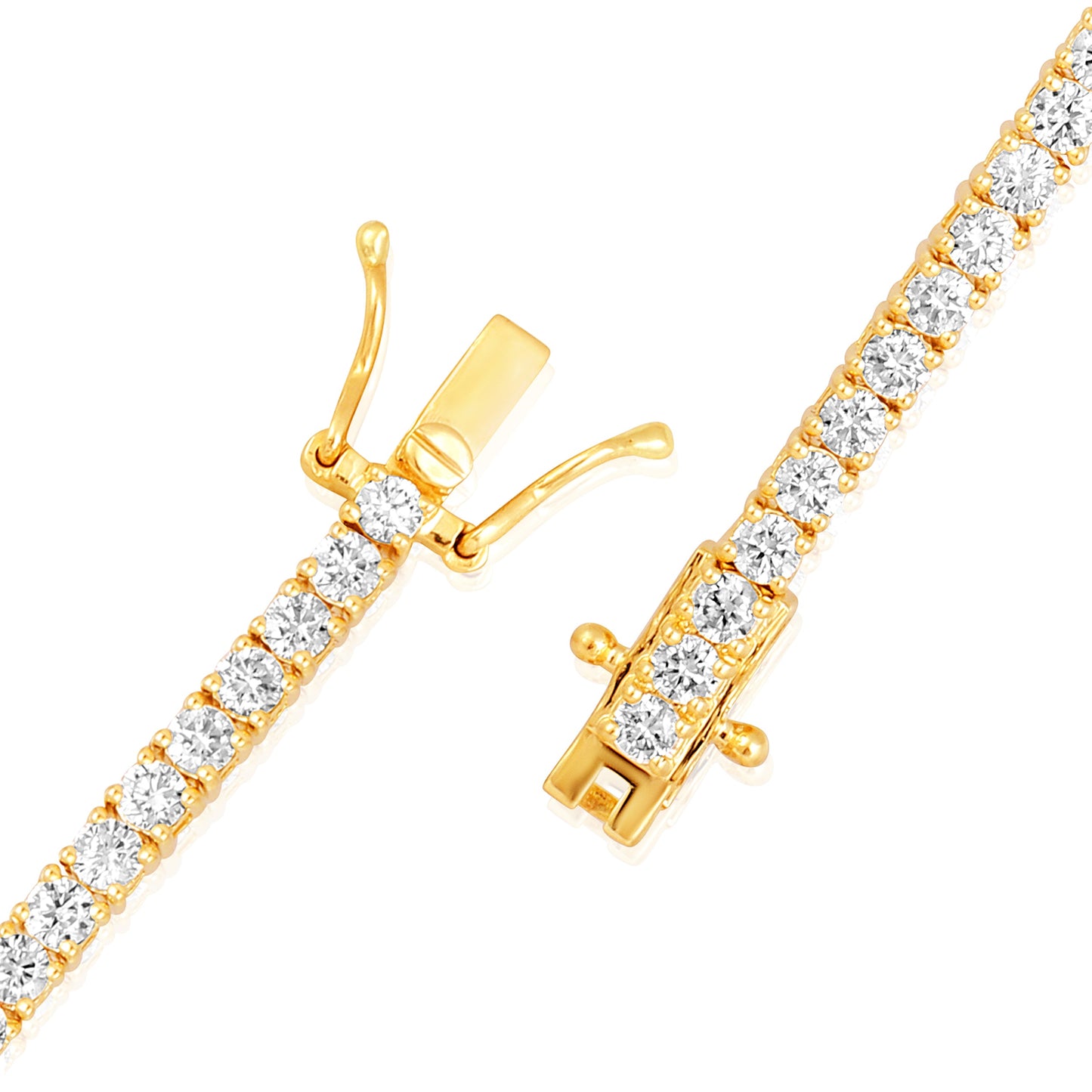 Solid Gold 2.8ct Natural Diamond 2.6mm 4 Prong Tennis Bracelet