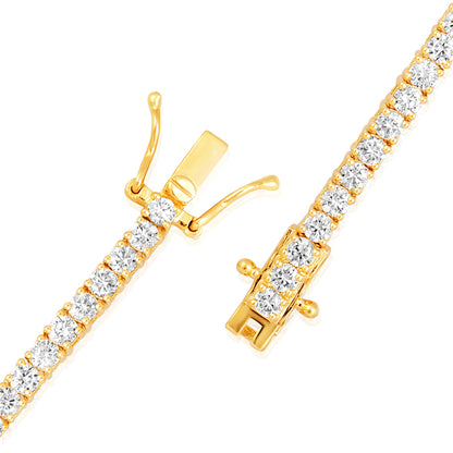 Solid Gold 2.8ct Natural Diamond 2.6mm 4 Prong Tennis Bracelet