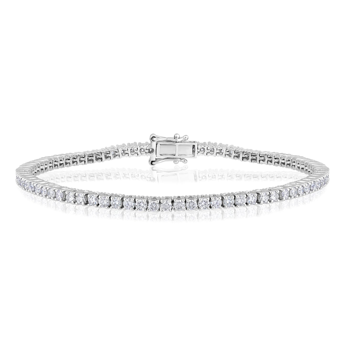 Solid Gold 3ct Natural Diamond 2.65mm 4 Prong Tennis Bracelet