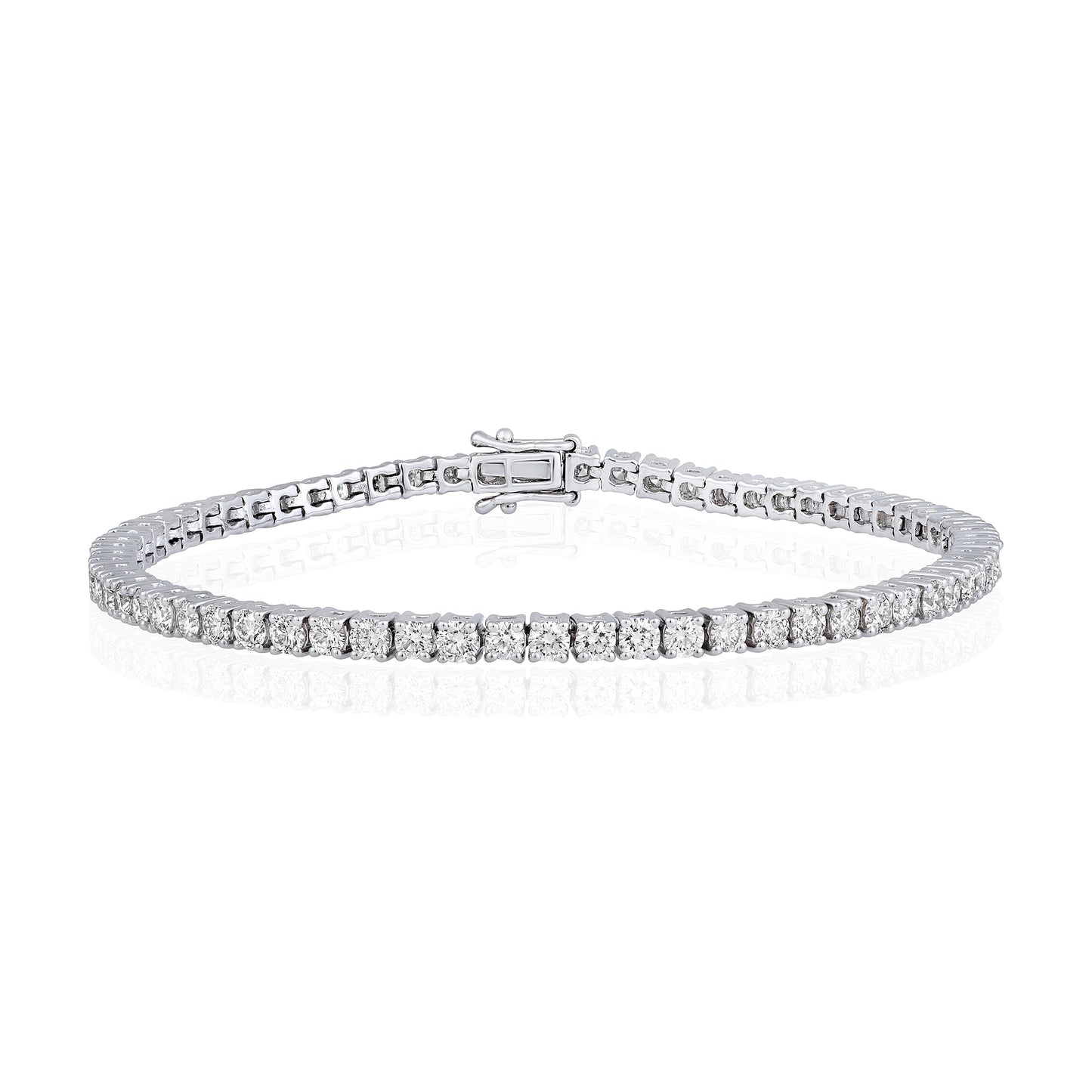 Solid Gold 4ct Natural Diamond 2.85mm 4 Prong Tennis Bracelet