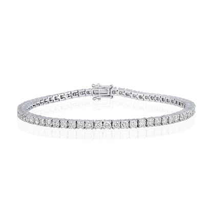 Solid Gold 4ct Natural Diamond 2.85mm 4 Prong Tennis Bracelet