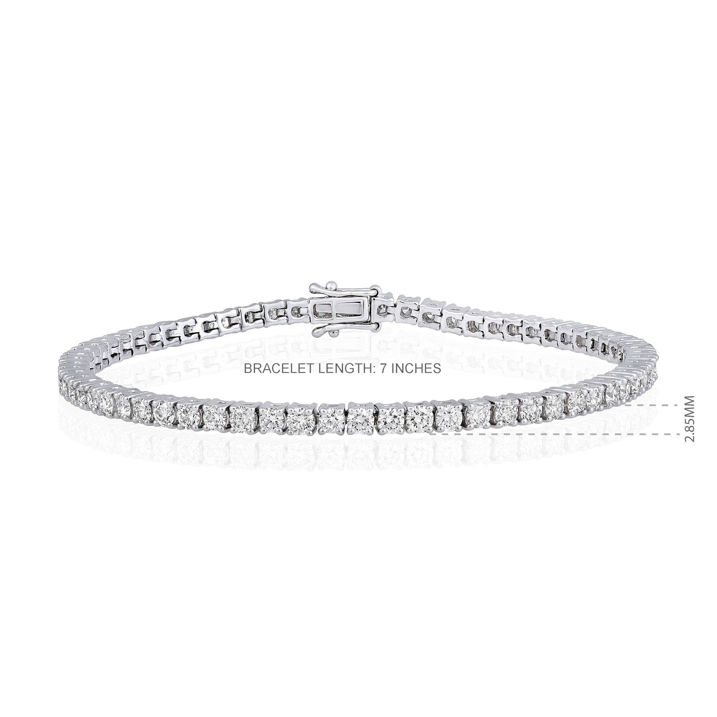 Solid Gold 4ct Natural Diamond 2.85mm 4 Prong Tennis Bracelet