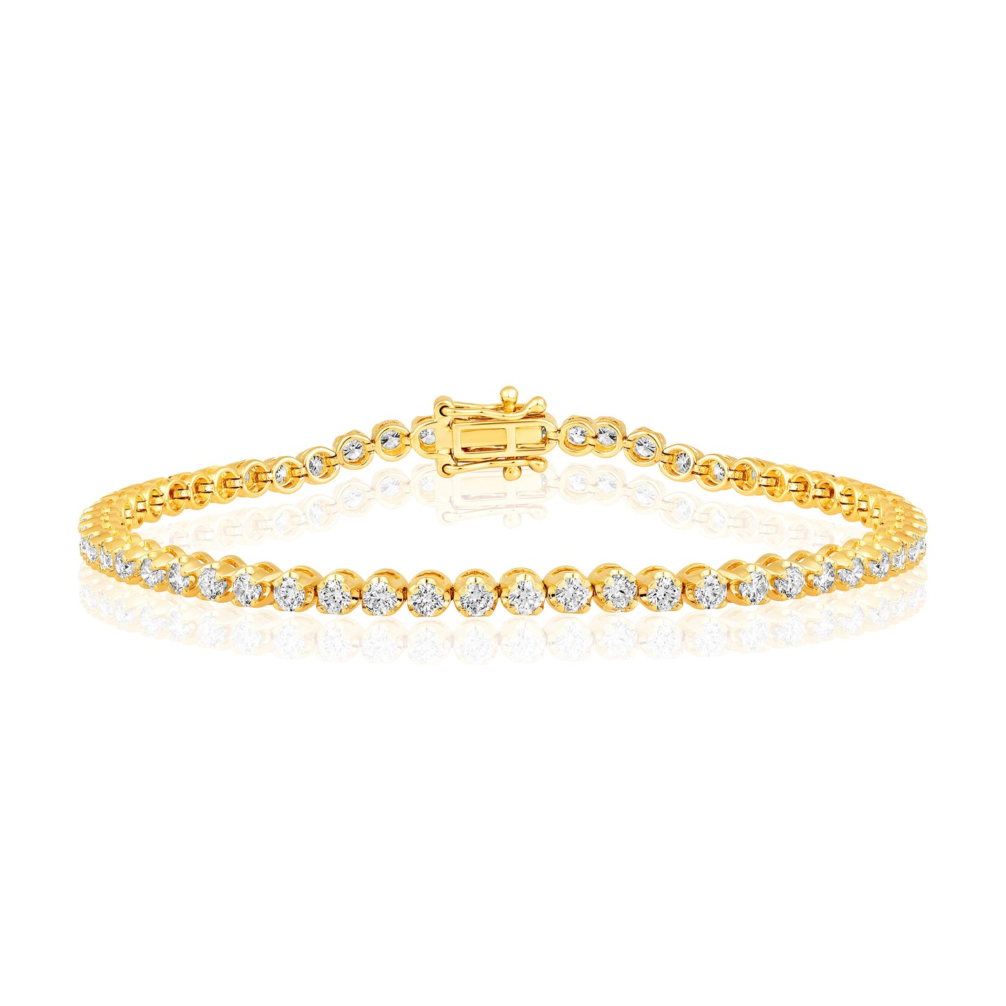Solid Gold 3ct Natural Diamond 3.2mm Tiger Tennis Bracelet