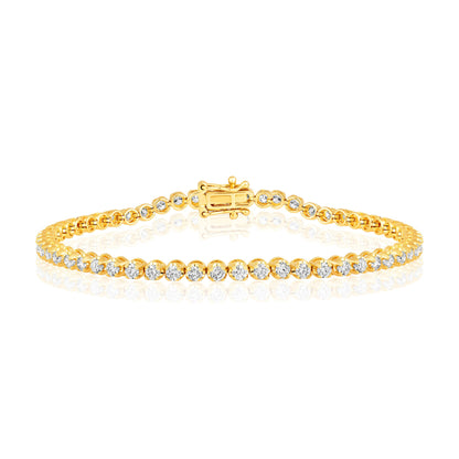 Solid Gold 3ct Natural Diamond 3.2mm Tiger Tennis Bracelet