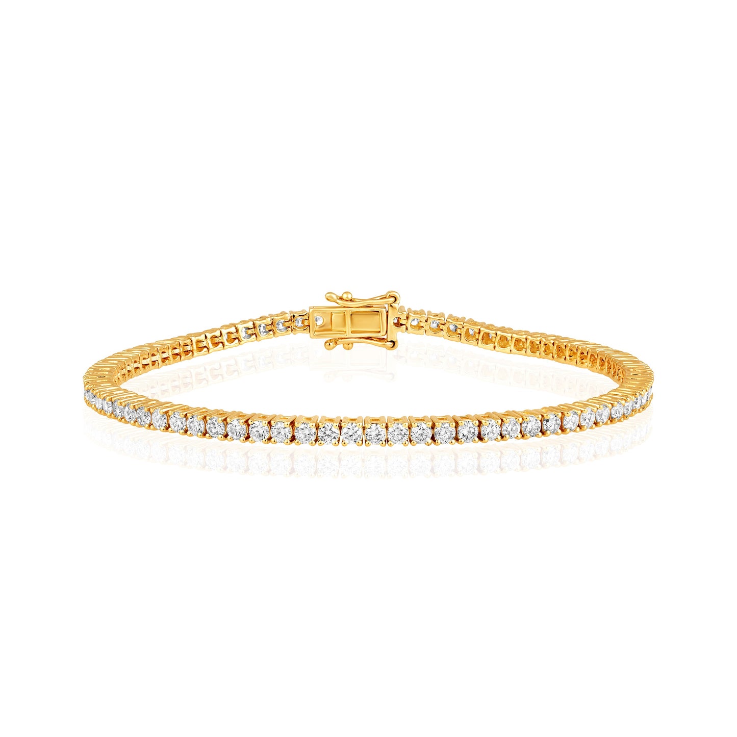 Solid Gold 2.8ct Natural Diamond 2.6mm 4 Prong Tennis Bracelet