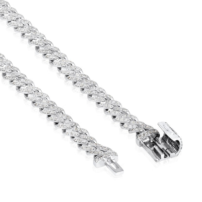 Solid Gold 0.7ct Natural Diamond 4mm Cuban Link Chain Bracelet