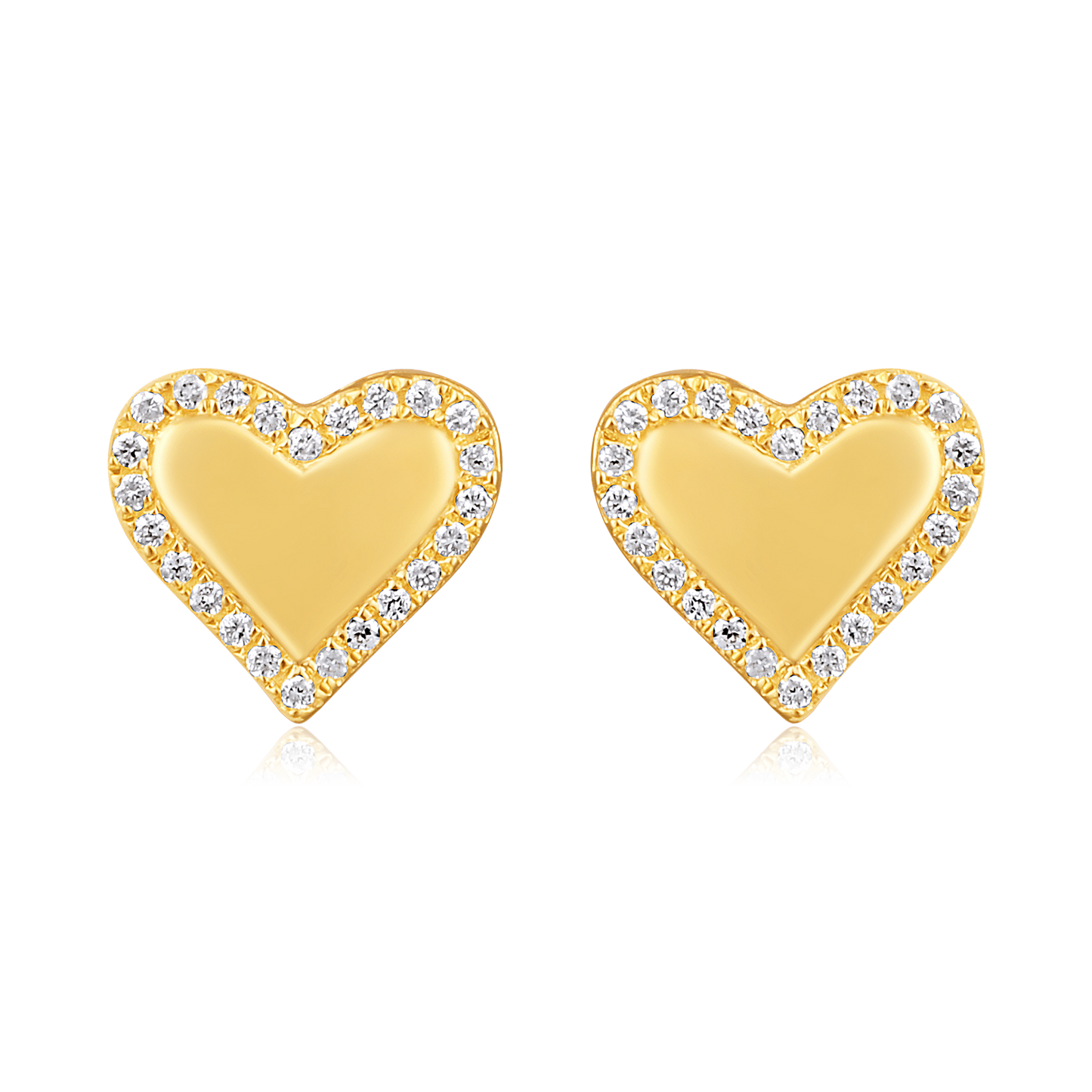 Solid Gold 0.1ct Natural Diamond Heart Halo Bezel Bubble Stud Earrings