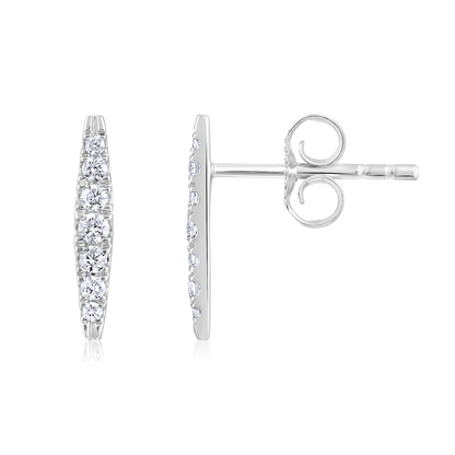 Solid Gold 0.2ct Natural Diamond Drop Multi Pierce Stud Earrings