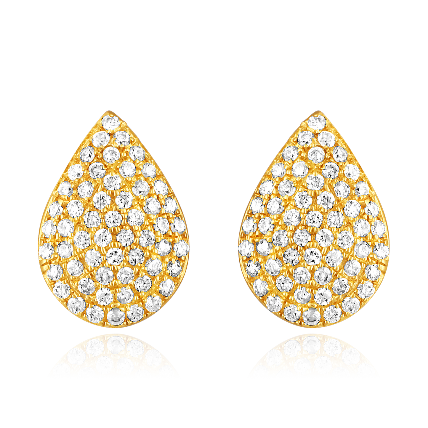 Solid Gold 0.22ct Natural Diamond Tear Drop Pear Studded Stud Earrings