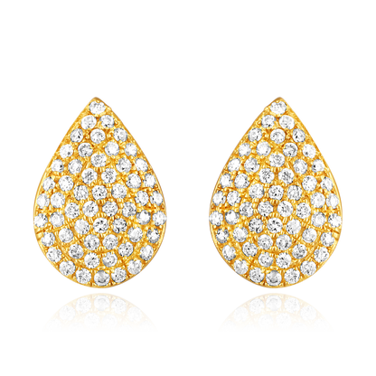 Solid Gold 0.22ct Natural Diamond Tear Drop Pear Studded Stud Earrings
