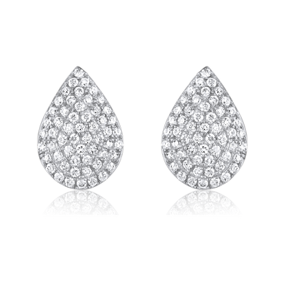 Solid Gold 0.22ct Natural Diamond Drop Tear Pear Studded Stud Earrings