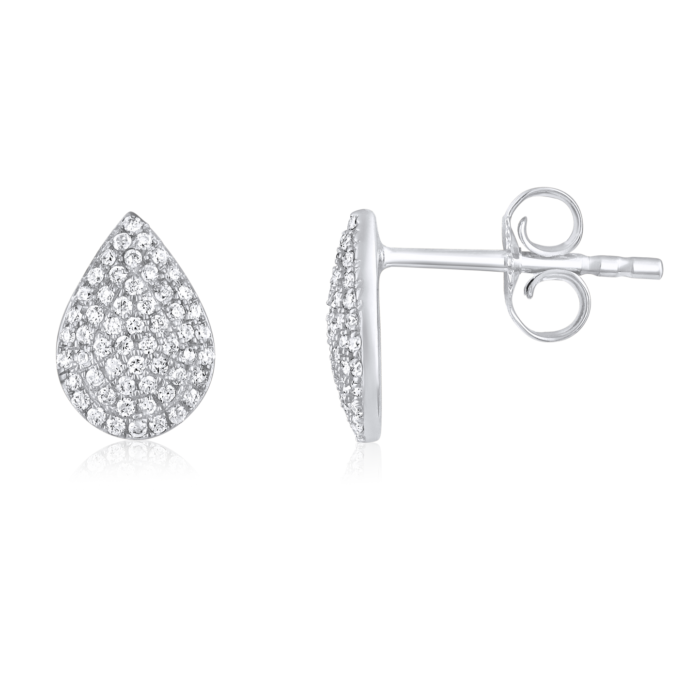 Solid Gold 0.22ct Natural Diamond Drop Tear Pear Studded Stud Earrings