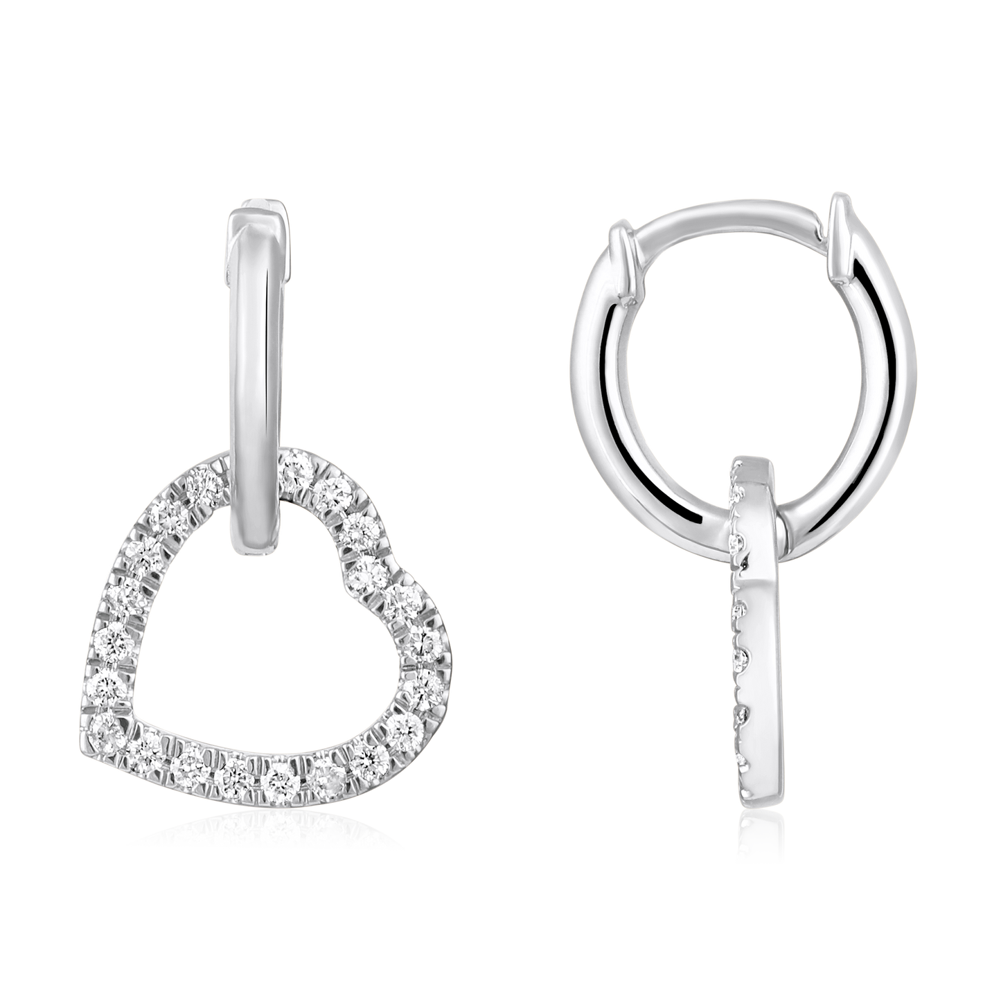 Solid Gold 0.34ct Natural Diamond Heart Love Huggie Charm Earrings