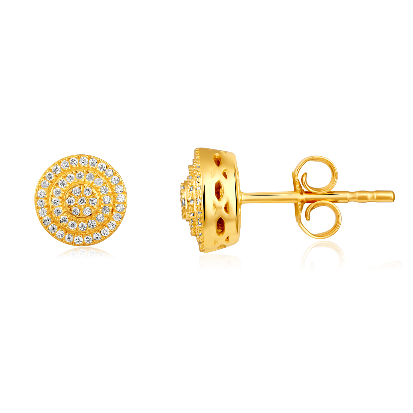 Solid Gold 0.2ct Natural Diamond Round Studded Stud Earrings