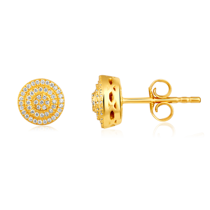 Solid Gold 0.2ct Natural Diamond Round Studded Stud Earrings