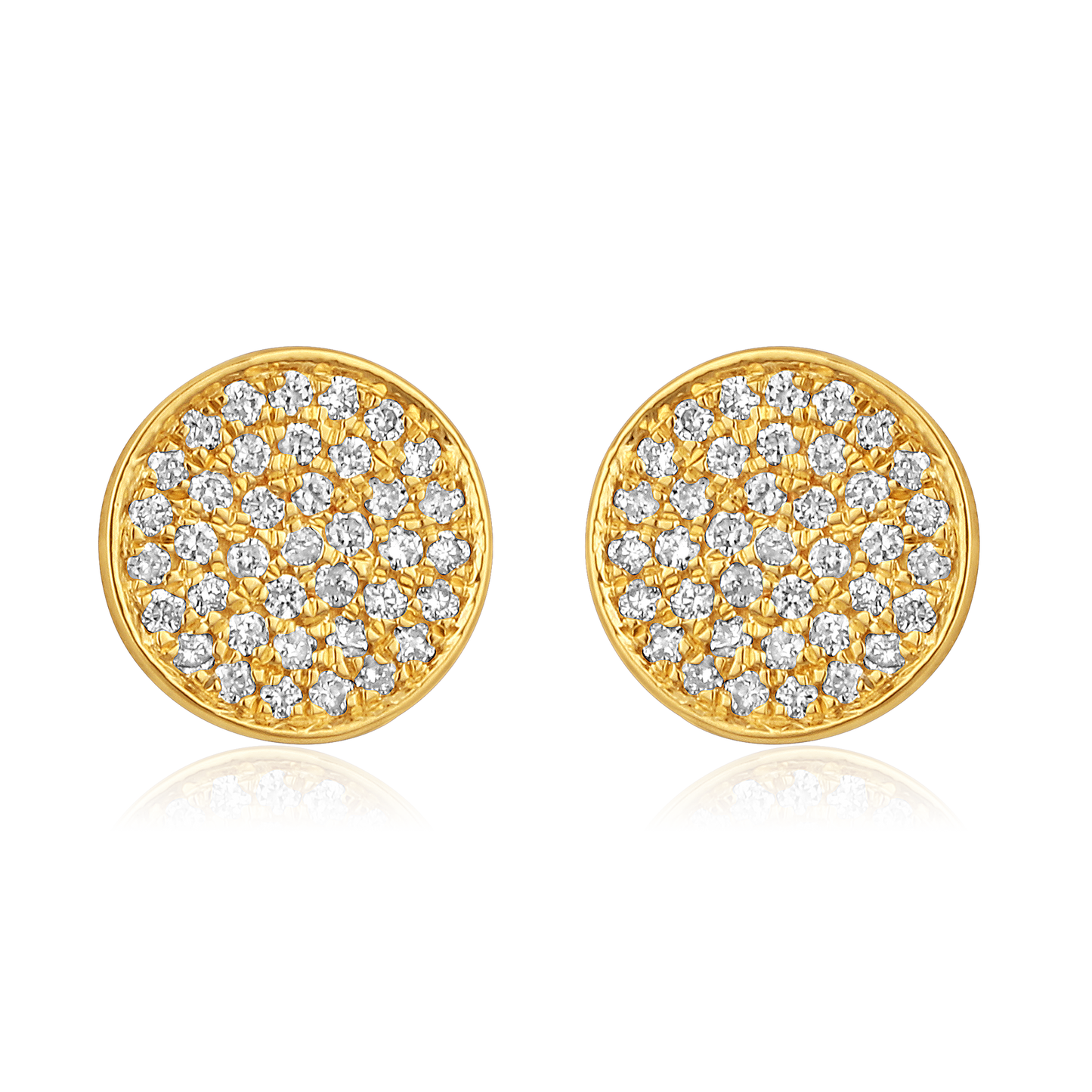 Solid Gold 0.1ct Natural Diamond Round Bezel Studded Stud Earrings