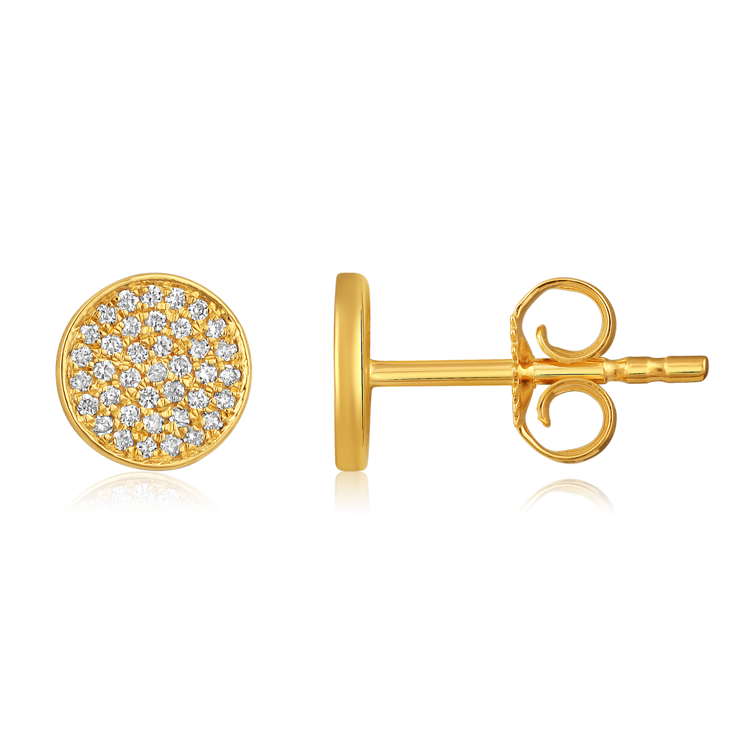 Solid Gold 0.1ct Natural Diamond Round Bezel Studded Stud Earrings