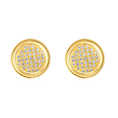 Solid Gold 0.13ct Natural Diamond Round Halo Studded Bezel Stud Earrings