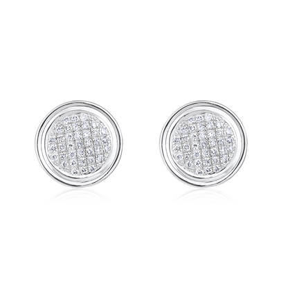 Solid Gold 0.13ct Natural Diamond Round Studded Halo Bezel Stud Earrings