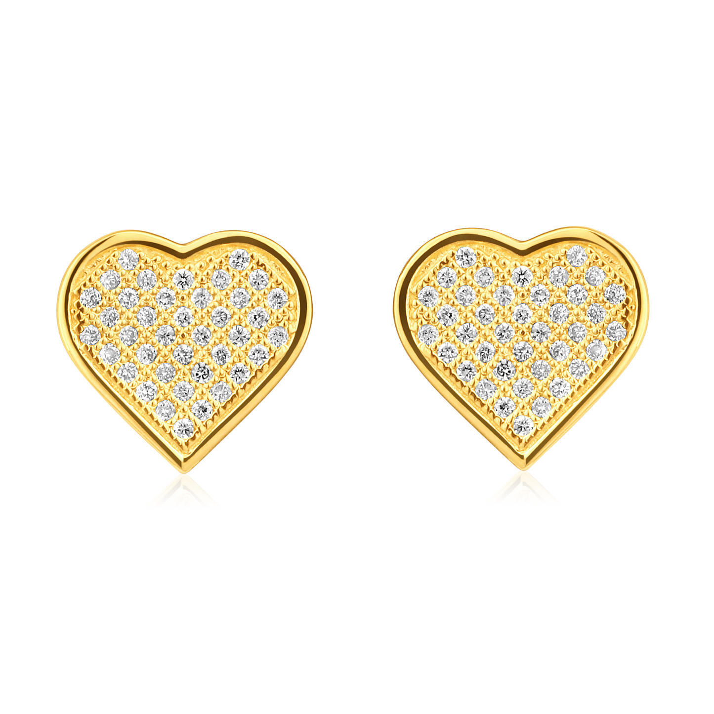 Solid Gold 0.13ct Natural Diamond Heart Bezel Stud Earrings