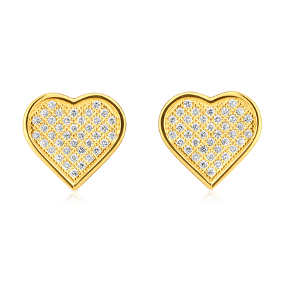 Solid Gold 0.13ct Natural Diamond Heart Bezel Stud Earrings