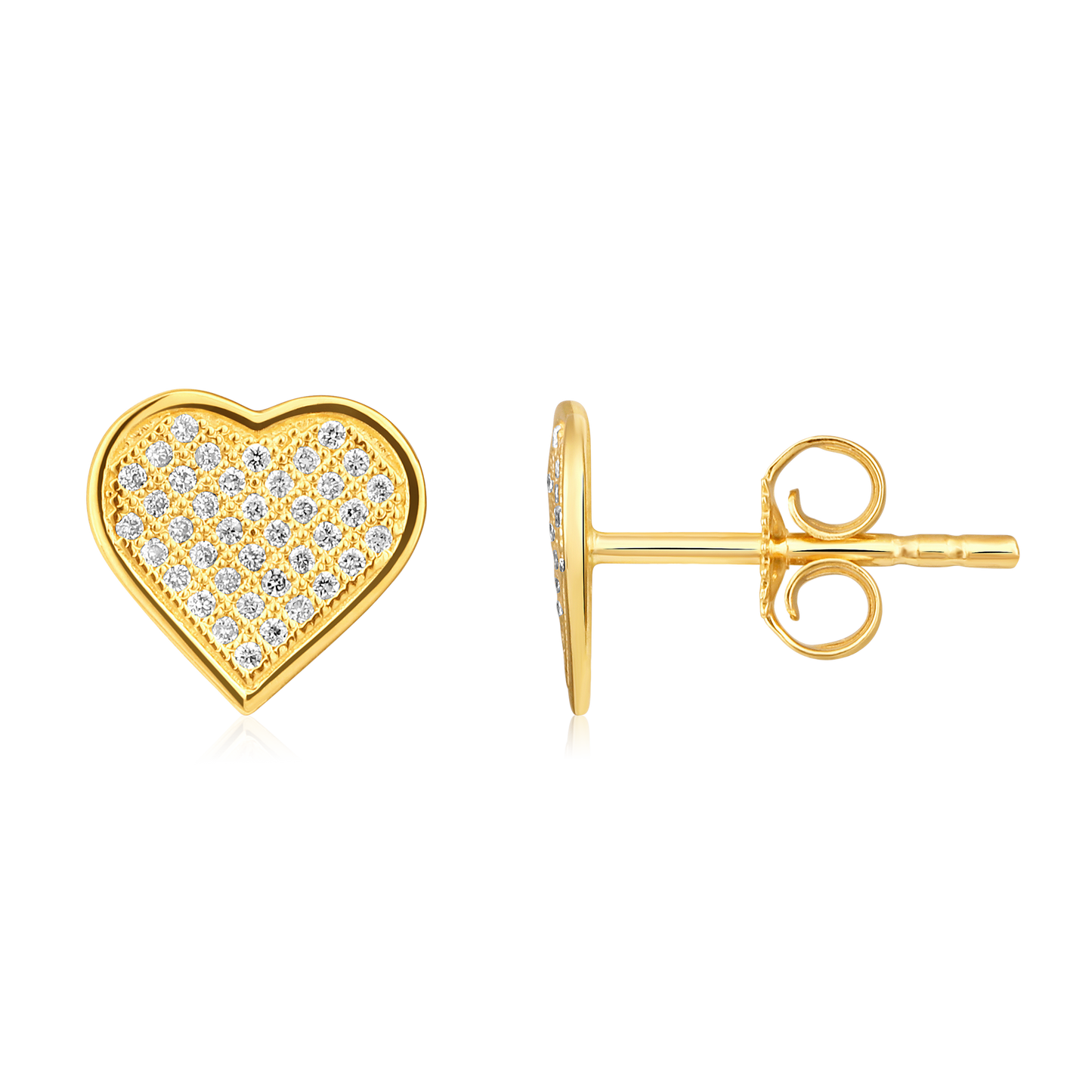 Solid Gold 0.13ct Natural Diamond Heart Bezel Stud Earrings