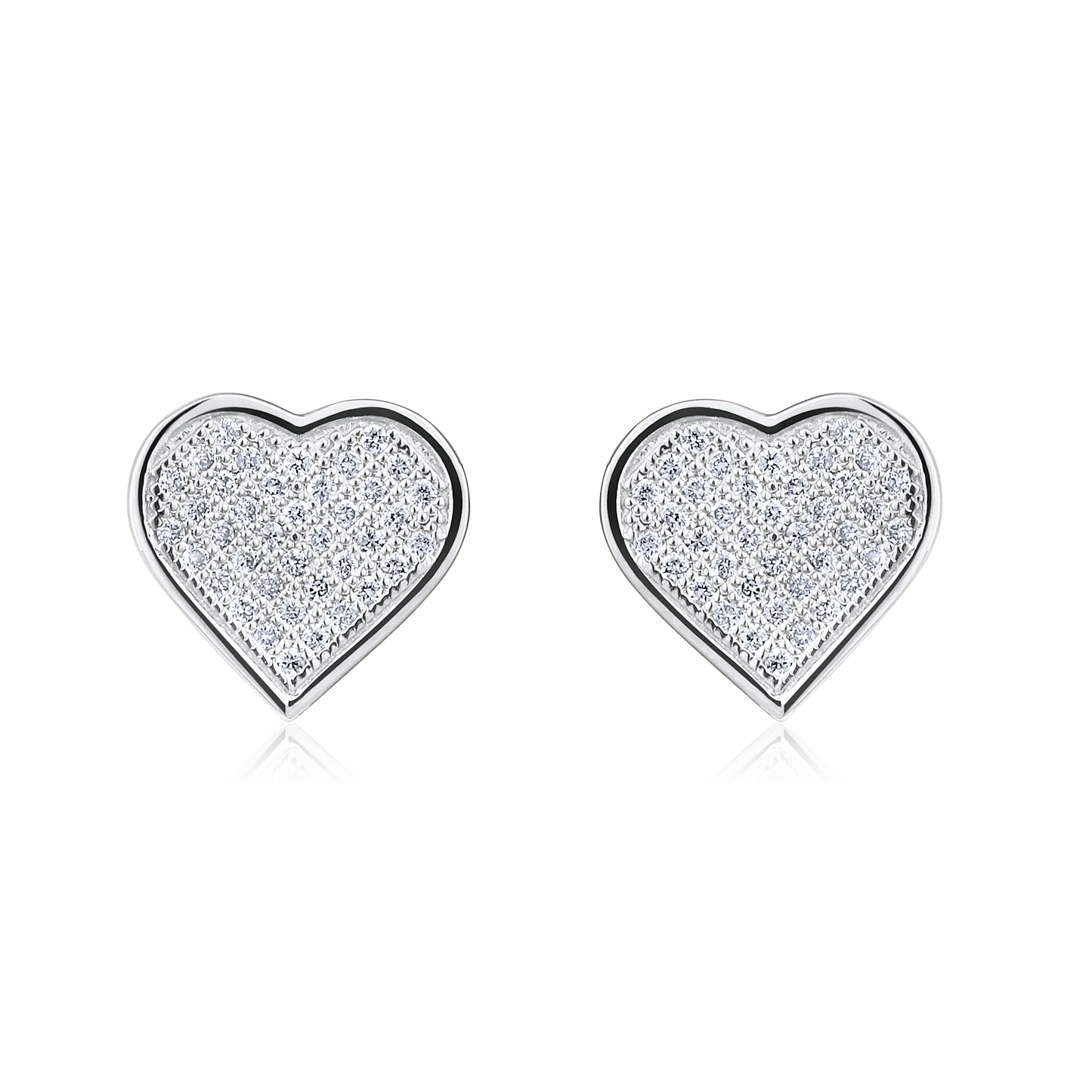 Solid Gold 0.14ct Natural Diamond Heart Bezel Studded Love Stud Earrings