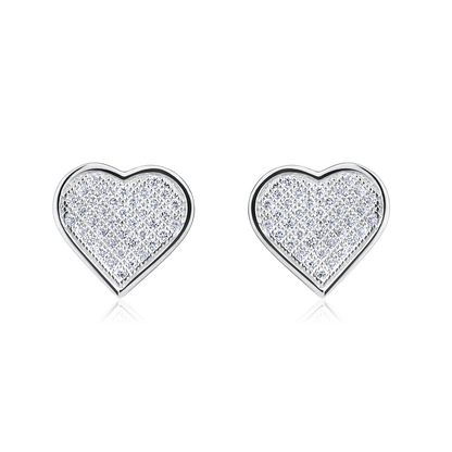 Solid Gold 0.14ct Natural Diamond Heart Bezel Studded Love Stud Earrings