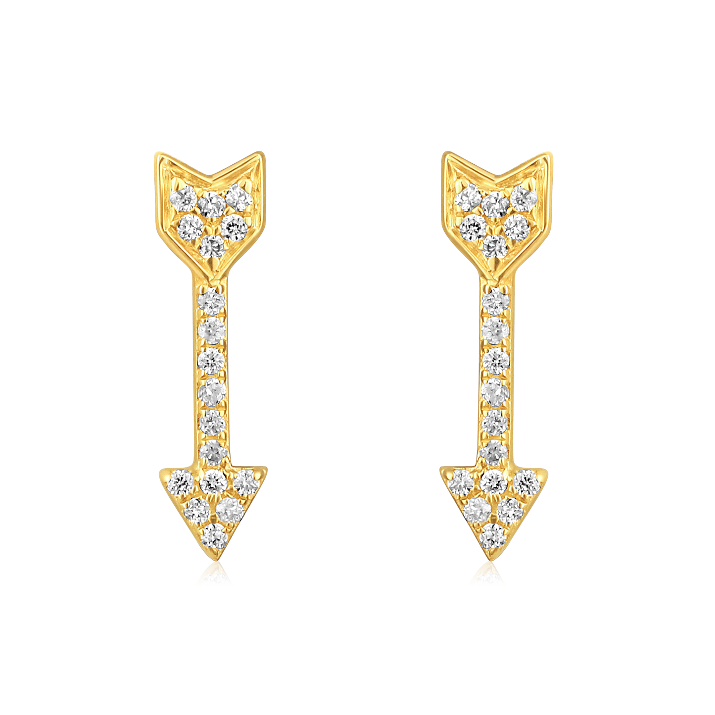 Solid Gold 0.1ct Natural Diamond Arrow Drop Stud Earrings