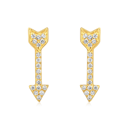 Solid Gold 0.1ct Natural Diamond Arrow Drop Stud Earrings