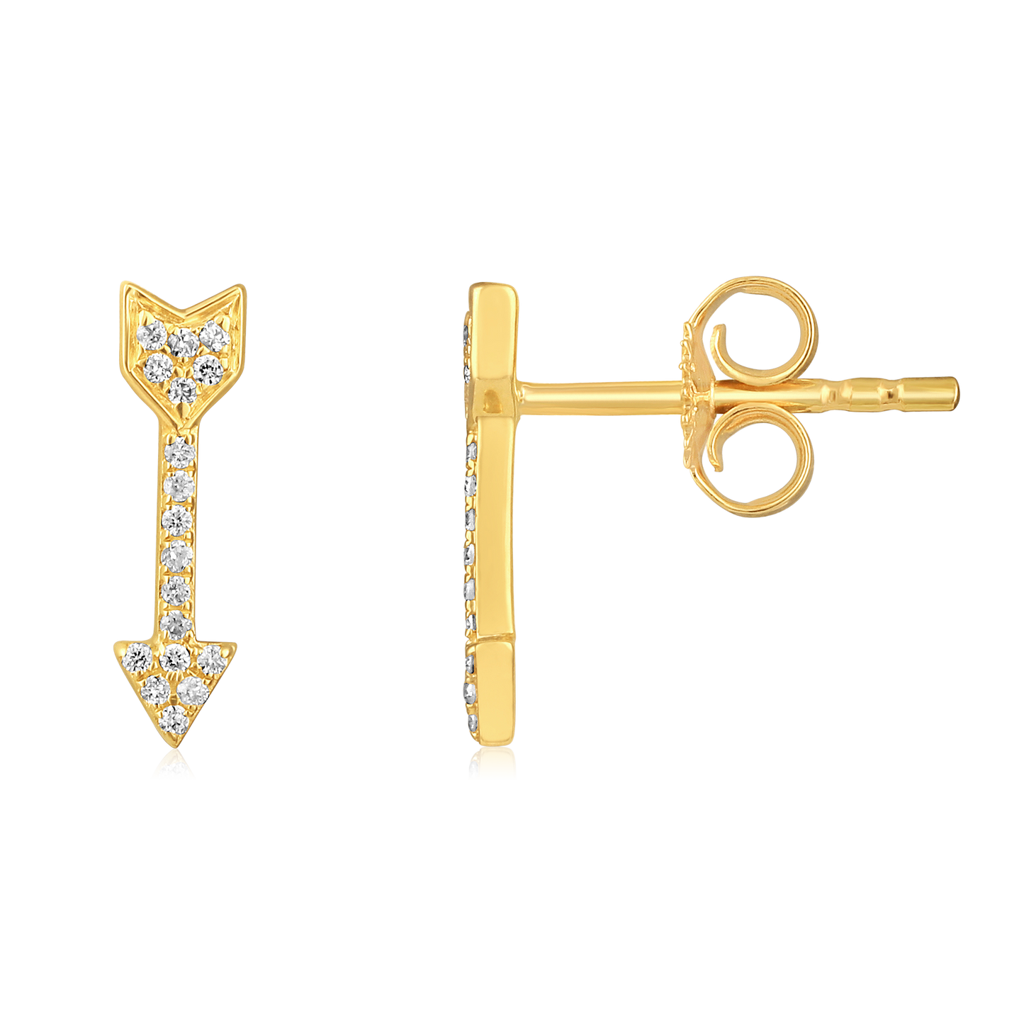 Solid Gold 0.1ct Natural Diamond Arrow Drop Stud Earrings