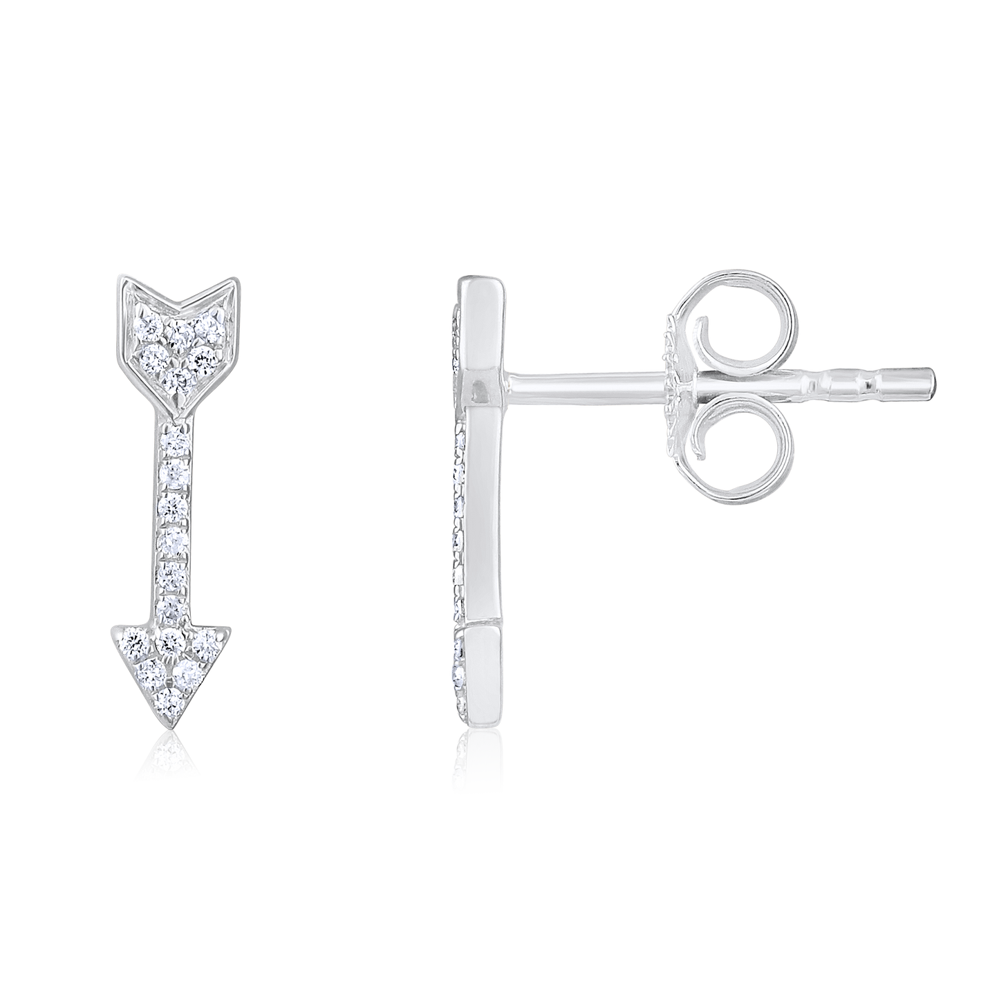 Solid Gold 0.1ct Natural Diamond Down Arrow Drop Stud Earrings