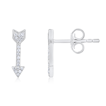 Solid Gold 0.1ct Natural Diamond Down Arrow Drop Stud Earrings