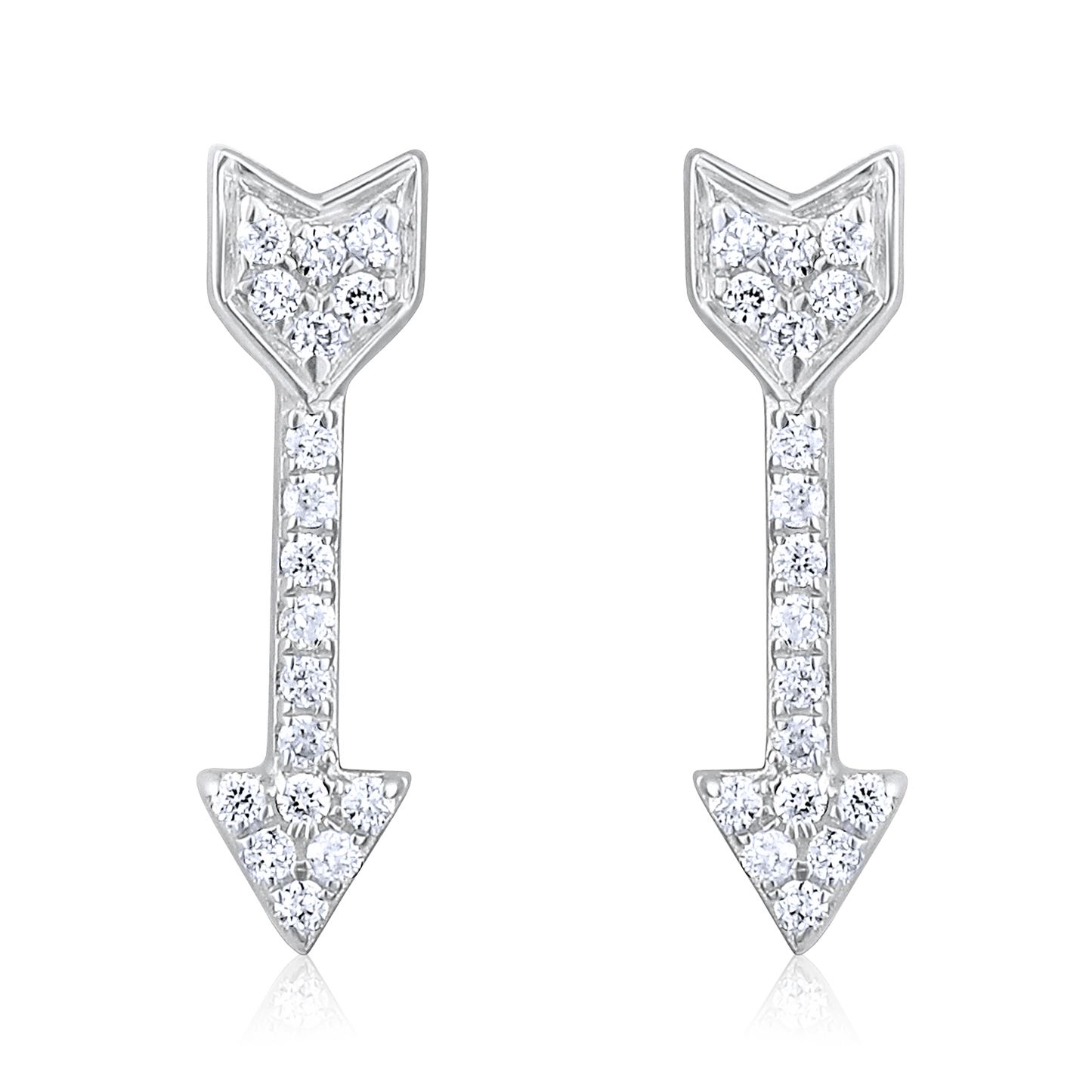 Solid Gold 0.1ct Natural Diamond Down Arrow Drop Stud Earrings
