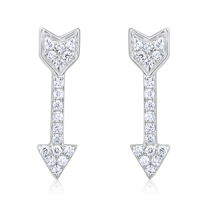 Solid Gold 0.1ct Natural Diamond Down Arrow Drop Stud Earrings