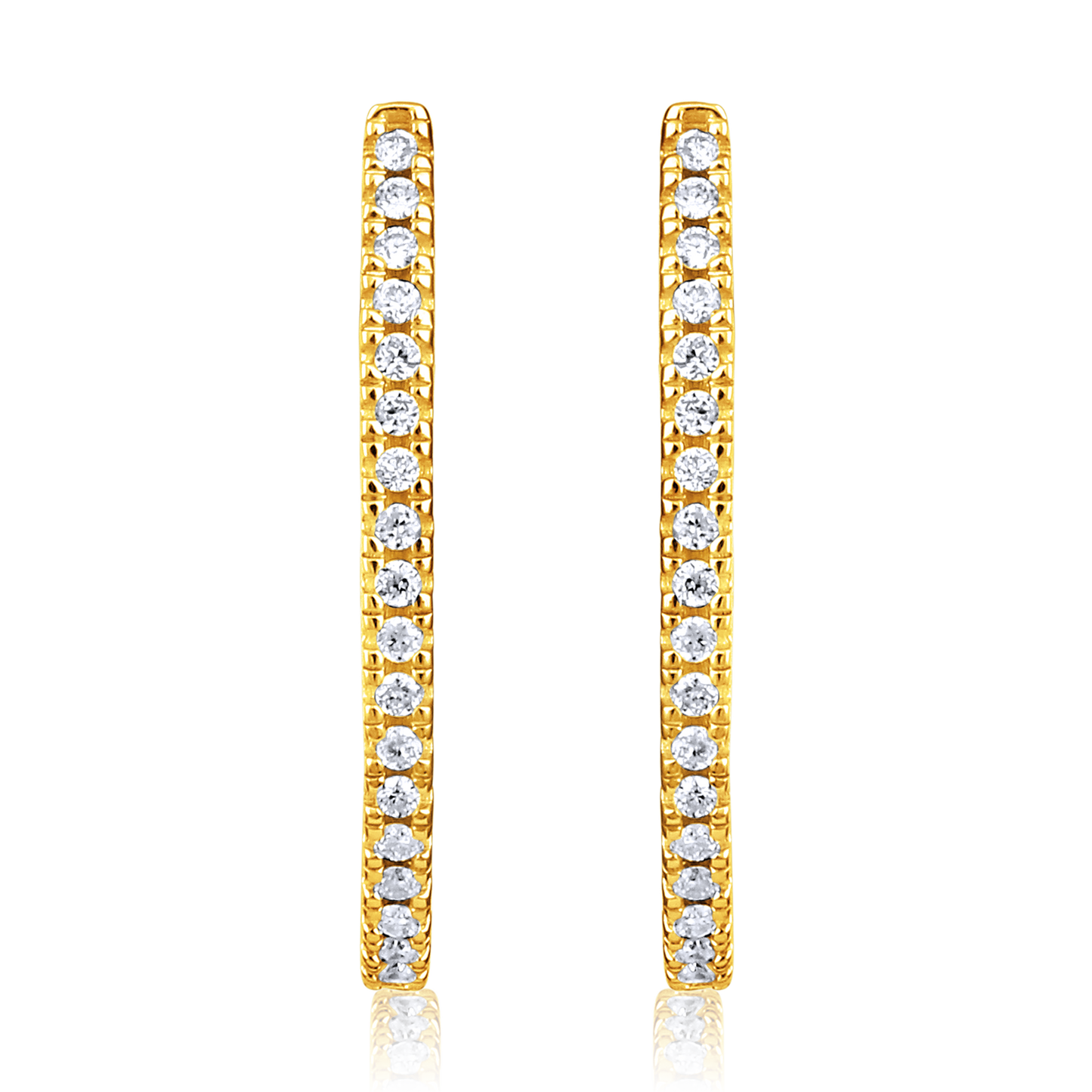 Solid Gold 0.1ct Natural Diamond U Shape Hoop Huggie Earrings