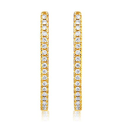 Solid Gold 0.1ct Natural Diamond U Shape Hoop Huggie Earrings