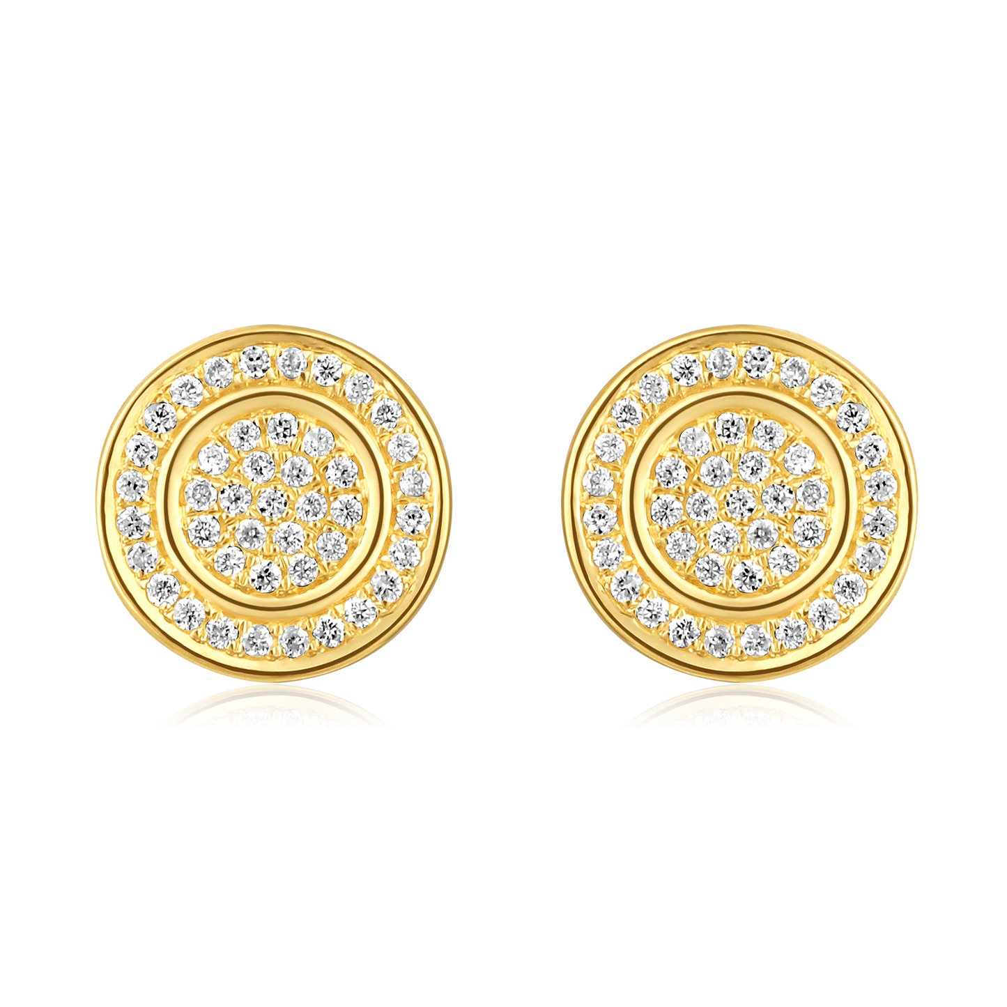 Solid Gold 0.2ct Natural Diamond Round Halo Studded Stud Earrings